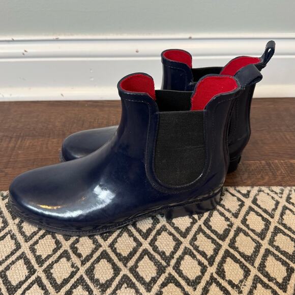 Electric Karma Women's Jet Stream Patent Slip on Rain Boots Navy Blue Size 8 - Picture 3 of 7